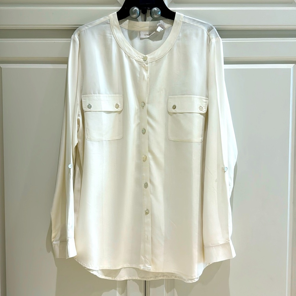 Button down shirt with long adjustable sleeve